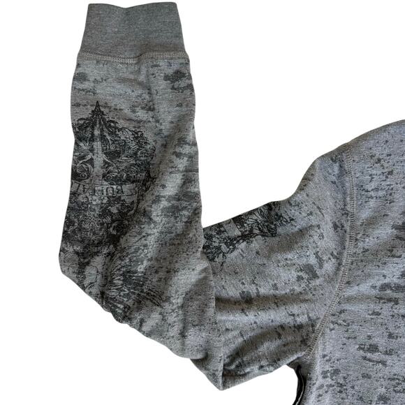 Buffalo David Bitton Sweatshirt Jacket Mens L Gray Distressed Look Printed Logo - Picture 12 of 16